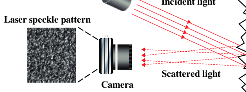Laser speckle measurement using incident and scattered light captured by a camera